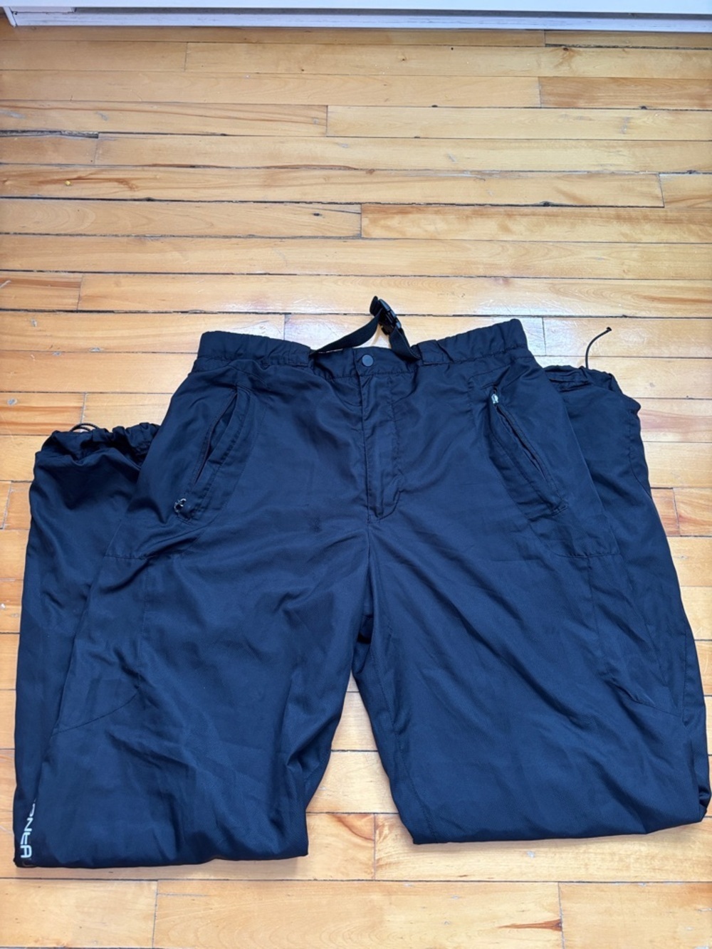 🎉4/30$🎉Men's Black Cargo Snow Pants with Zipper Pockets and Elastic Waist